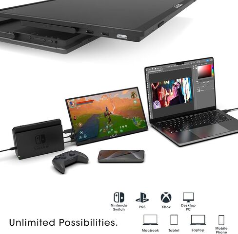 كادو 15.6 "شاشة محمولة عالية الدقة ، IPS الشاشة الثانية 1920x1080 HDMI USB Type-C Screens Extender ، 180 ° kickstand case ، mount Wall/Arm Count in Saudi Arabia