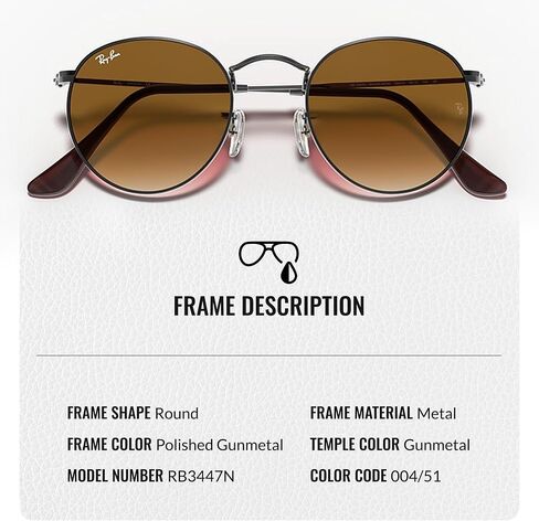 Ray-Ban RB3447N ROUND FLAT LENSES Round Shaped Sunglasses for Men & Women with Official RAYBAN Eyewear Kit in Saudi Arabia
