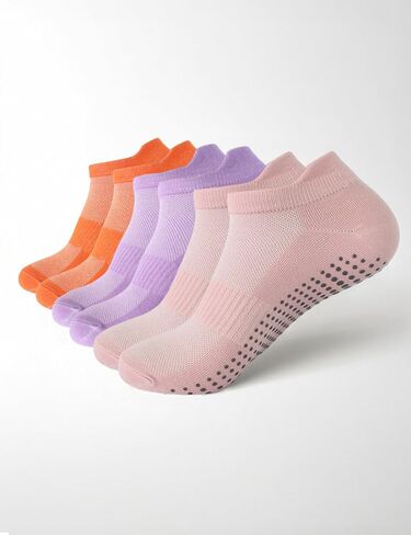 Non-slip With Grips Pilates Socks For Women, Ankle Grippy Socks For Yoga Barre Ballet Barefoot Workouts Hospital Anti Skid in Saudi Arabia