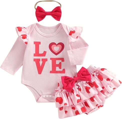 Emmababy Western Fall Baby Girl Outfits Cow Print Romper Long Sleeve Top and Shorts Cowgirl Outfit Newborn Winter Clothes in Saudi Arabia