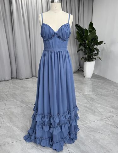 V Neck Bridesmaid Dresses for Wedding Spaghetti Straps Formal Dresses for Women Split Evening Dresses Long in Saudi Arabia