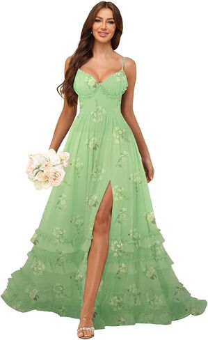 V Neck Bridesmaid Dresses for Wedding Spaghetti Straps Formal Dresses for Women Split Evening Dresses Long in Saudi Arabia