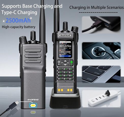 Baofeng UV-32 Ham Radio ، 10W المدى طويل المدى Walkie Talkie ، قابلة للشحن راديو ثنائية الاتجاه مع GPS ، تنبيه الطقس NOAA ، برمجة التطبيقات ، نسخة التردد ، النطاق المزدوج VHF/UHF ، بطارية 2500 مللي أمبير في الساعة ، Type-C in Saudi Arabia