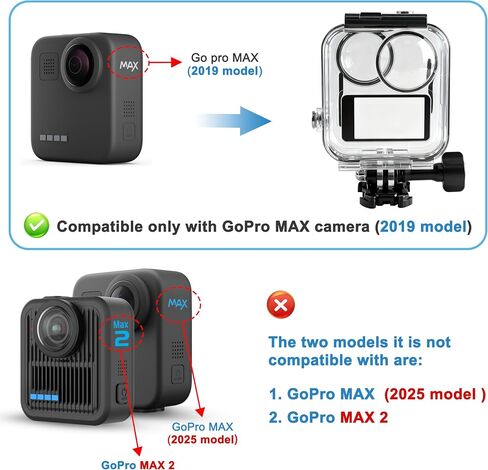 FitStill 147FT/45M Underwater Waterproof Diving Case Only for Go Pro MAX 360 (2025),Anti-Scratch Invisible Dive Protective Cover Shell Housing with Bracket Mount Accessory(NOT for MAX2&MAX 2019) in Kuwait