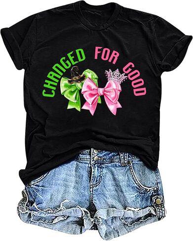 Musical Shirt Women Pink and Green Shirts Changed for Good T Shirt Musical Movie Fan Gifts Tee Casual Short Sleeve Tops in Kuwait