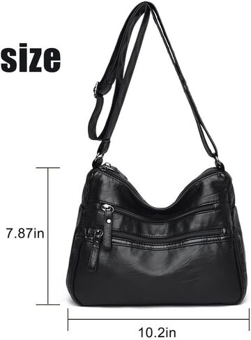 Crossbody Bags for Women - Soft Leather Multi-pocket Purses Shoulder Handbags with Adjustable Shoulder Strap in Saudi Arabia