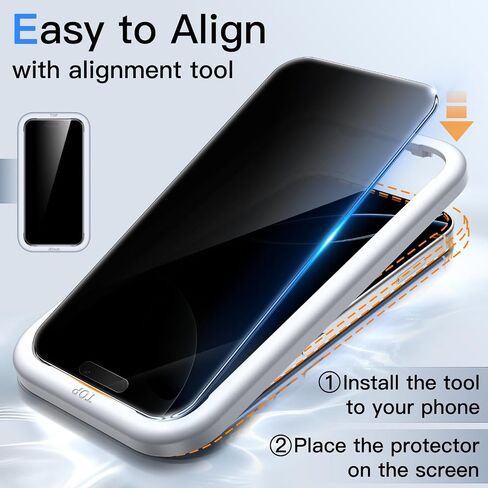 JETech 360 Degree Privacy Screen Protector for iPhone 17 Pro 6.3-Inch, 4-Way Anti-Spy Tempered Glass Film with Easy Installation Tool, 2-Pack in Saudi Arabia