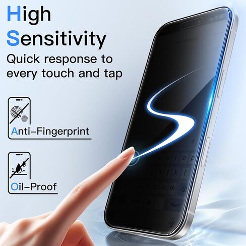 JETech 360 Degree Privacy Screen Protector for iPhone 17 Pro 6.3-Inch, 4-Way Anti-Spy Tempered Glass Film with Easy Installation Tool, 2-Pack in Saudi Arabia