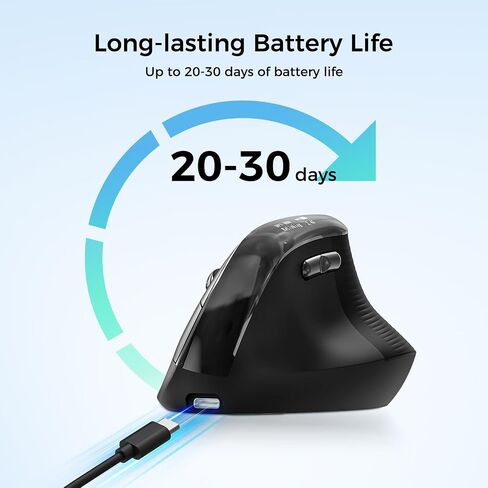 الماوس المريح اللاسلكي مع الشاشة ， Bluetooth الفأر العمودي القابل لإعادة الشحن ، نقرات هادئة ، USB تصميم الفئران اللاسلكية متوافقة مع النوافذ ، الكمبيوتر الشخصي ، الكمبيوتر المحمول ، MAC OS ، أبيض in Kuwait