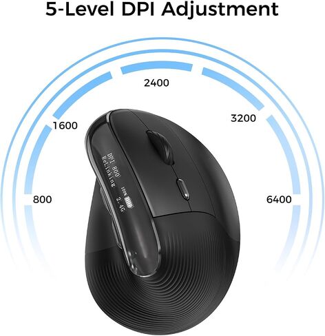 الماوس المريح اللاسلكي مع الشاشة ， Bluetooth الفأر العمودي القابل لإعادة الشحن ، نقرات هادئة ، USB تصميم الفئران اللاسلكية متوافقة مع النوافذ ، الكمبيوتر الشخصي ، الكمبيوتر المحمول ، MAC OS ، أبيض in Kuwait