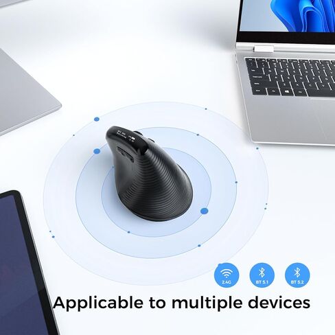 الماوس المريح اللاسلكي مع الشاشة ， Bluetooth الفأر العمودي القابل لإعادة الشحن ، نقرات هادئة ، USB تصميم الفئران اللاسلكية متوافقة مع النوافذ ، الكمبيوتر الشخصي ، الكمبيوتر المحمول ، MAC OS ، أبيض in Kuwait