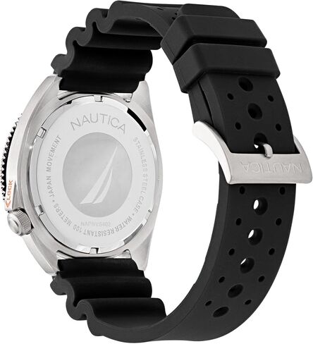 Nautica Men's NAPNVF303 Vintage Receycled Stainless Steel Bracelet & Black Silicone Strap Watch in Saudi Arabia