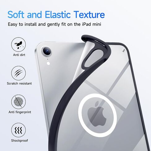 Case for iPad Mini 7 (A17 Pro) 2024 ، Clear Back Shell Full Corner Case for iPad Mini 6/7 ، متوافق مع Magsafe (واضح) in Saudi Arabia