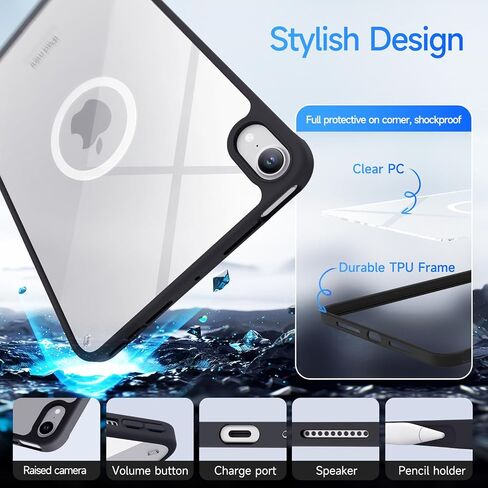 Case for iPad Mini 7 (A17 Pro) 2024 ، Clear Back Shell Full Corner Case for iPad Mini 6/7 ، متوافق مع Magsafe (واضح) in Saudi Arabia