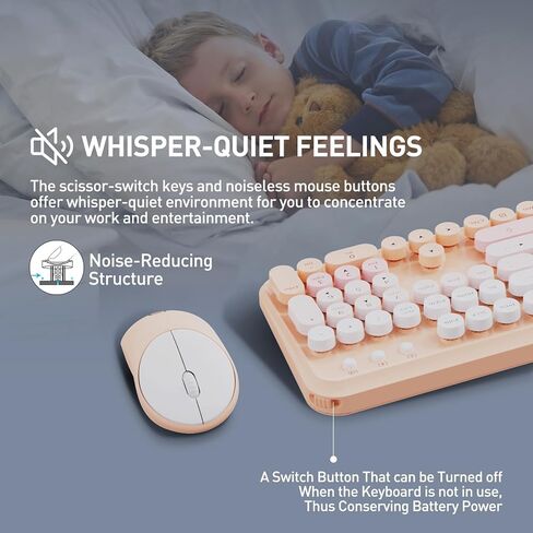 Wireless Keyboard and Mouse Combo, 2.4 GHz Full-Sized Typewriter Keyboard and Mouse Wireless with Round Keycaps for Windows, Computer, Desktop, PC, Laptop, Grey Green in Saudi Arabia