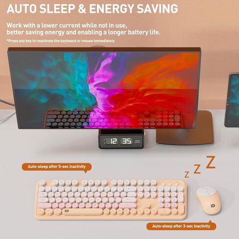 Wireless Keyboard and Mouse Combo, 2.4 GHz Full-Sized Typewriter Keyboard and Mouse Wireless with Round Keycaps for Windows, Computer, Desktop, PC, Laptop, Grey Green in Saudi Arabia