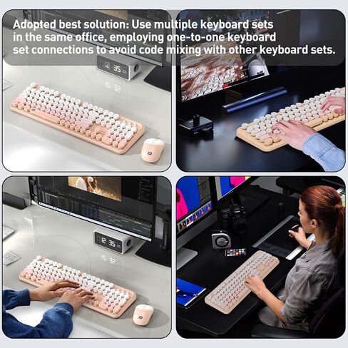 Wireless Keyboard and Mouse Combo, 2.4 GHz Full-Sized Typewriter Keyboard and Mouse Wireless with Round Keycaps for Windows, Computer, Desktop, PC, Laptop, Grey Green in Saudi Arabia