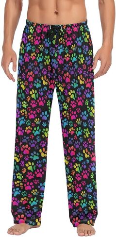 Plaaee Mens Pajama Pants Orange and Black Halloween Tartan Plaid Scottish Sleep Pants Pj Bottoms Lounge Pant Sweatpants S in Saudi Arabia