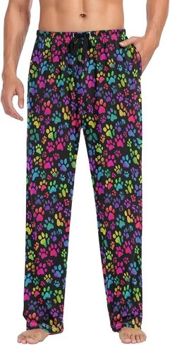 Plaaee Mens Pajama Pants Orange and Black Halloween Tartan Plaid Scottish Sleep Pants Pj Bottoms Lounge Pant Sweatpants S in Saudi Arabia