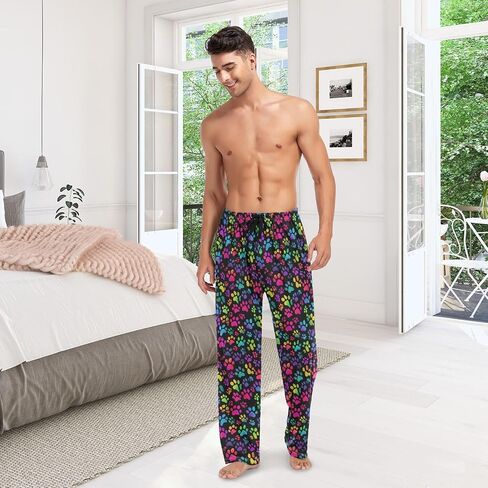 Plaaee Mens Pajama Pants Orange and Black Halloween Tartan Plaid Scottish Sleep Pants Pj Bottoms Lounge Pant Sweatpants S in Saudi Arabia