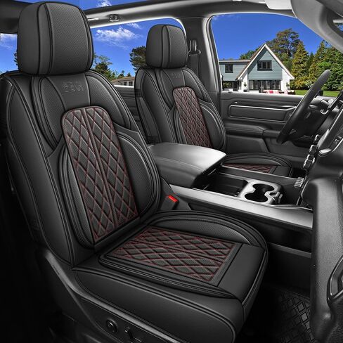 أغطية مقاعد مخصصة مناسبة لسيارة Chevy Silverado GMC Sierra 1500 2007-2025 2500/3500 HD Crew Cab Pickup Truck غطاء مقعد وسادة حماية مع جلد صناعي مقاوم للماء (أسود، مجموعة كاملة) in Kuwait