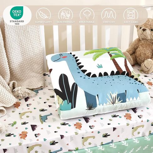 3-Piece Crib Bedding Set for Boys Girls - Soft & Skin Friendly Baby Bedding Set Includes Crib Comforter, Sheet & Crib Skirt (Light Blue) in Saudi Arabia
