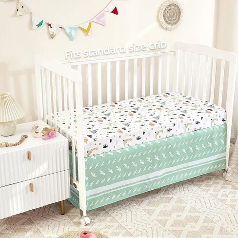 3-Piece Crib Bedding Set for Boys Girls - Soft & Skin Friendly Baby Bedding Set Includes Crib Comforter, Sheet & Crib Skirt (Light Blue) in Saudi Arabia