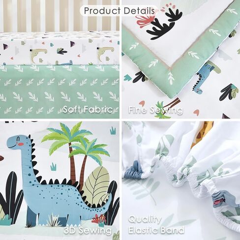 3-Piece Crib Bedding Set for Boys Girls - Soft & Skin Friendly Baby Bedding Set Includes Crib Comforter, Sheet & Crib Skirt (Light Blue) in Saudi Arabia