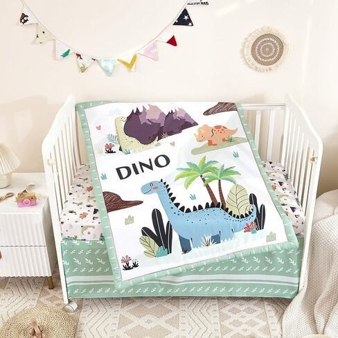 3-Piece Crib Bedding Set for Boys Girls - Soft & Skin Friendly Baby Bedding Set Includes Crib Comforter, Sheet & Crib Skirt (Light Blue) in Saudi Arabia