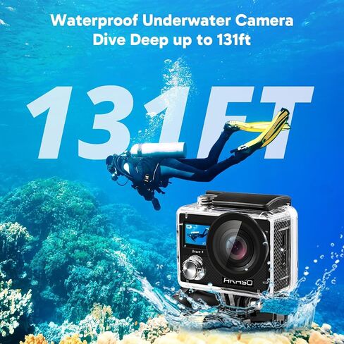AKASO Brave 4 Action Camera 4K 30fps with 64GB MicroSD Card Bundle 20MP Ultra HD 131FT Waterproof Underwater Camera EIS WiFi Remote Control 5X Zoom Sport Cameras with Bicycle Accessories Kit in Saudi Arabia