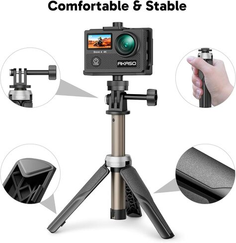 AKASO Brave 4 Action Camera 4K 30fps with 64GB MicroSD Card Bundle 20MP Ultra HD 131FT Waterproof Underwater Camera EIS WiFi Remote Control 5X Zoom Sport Cameras with Bicycle Accessories Kit in Saudi Arabia
