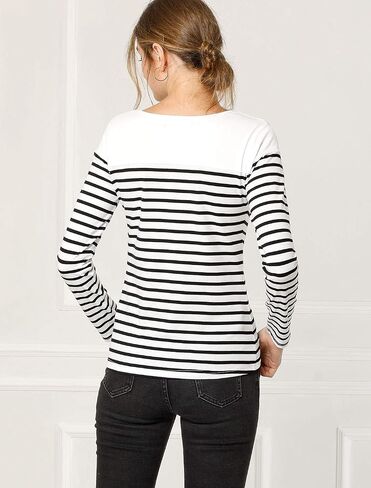Allegra K Women's Striped Top Long Sleeve Crew Neck Tops Casual T Shirt Medium Army Green in Saudi Arabia
