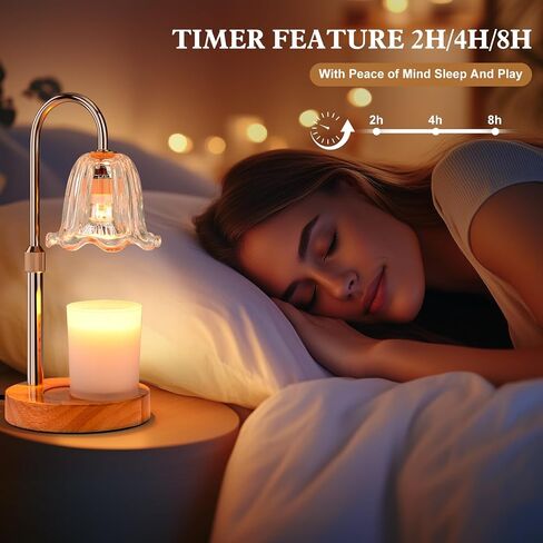 Candle Warmer Lamp Electric: Timer Dimmer Candles Warming Jar Light - Height Adjustable Dimmable Warmers Lamps - Flower No Flame Lamps with Heat Warm Melt Wax - Home Bedroom Decor Table Light in Saudi Arabia