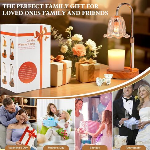 Candle Warmer Lamp Electric: Timer Dimmer Candles Warming Jar Light - Height Adjustable Dimmable Warmers Lamps - Flower No Flame Lamps with Heat Warm Melt Wax - Home Bedroom Decor Table Light in Saudi Arabia