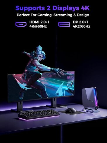 T1 Mini Gaming PC 12th Gen Gen Core I7-12700H/RTX3050TI 8G GDDR6 ، أجهزة الكمبيوتر الصغيرة (14C/20T ، حتى 4.7 جيجا هرتز) 32GB DDR4،1TB PCIE4.0 SSD ، Mini Desktop PC WIN1 in Kuwait