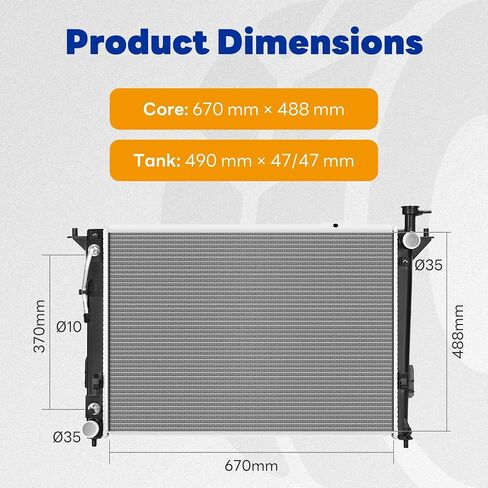 Radiator Compatible with 2011-2014 Hyundai Sonata 2012-2017 Azera, Fit for 2011-2015 Kia Optima 2014-2016 Cadenza 2.4L 3.3L V6 L4 in Kuwait