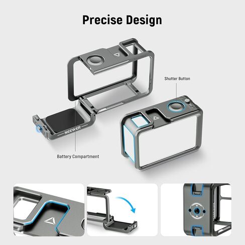 NEEWER Protective Cage Compatible with DJI Osmo Action 6, Aluminum Quick Release Expansion Frame Case Action Camera Accessories, 1/4" Thread & Cold Shoe for Tripod Selfie Stick Mic LED Light, AC049 in Saudi Arabia