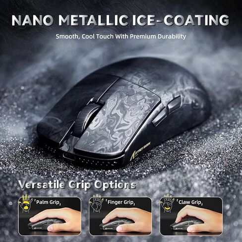 الهجوم Shark R11 Ultra 8K Carbon Fiber Wireless Gaming Mouse ، PAW3950 Max Sensor ، 49G Ultra Lightweight ، Nordic 52840 MCU Chip ، 42000 DPI ، Wired/BT/2.4GHz Mouse Programmable Mouse for PC/MAC (Ink) in Kuwait