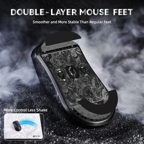 الهجوم Shark R11 Ultra 8K Carbon Fiber Wireless Gaming Mouse ، PAW3950 Max Sensor ، 49G Ultra Lightweight ، Nordic 52840 MCU Chip ، 42000 DPI ، Wired/BT/2.4GHz Mouse Programmable Mouse for PC/MAC (Ink) in Kuwait