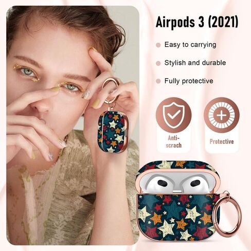 MaxJoy for AirPods 3rd Generation Case ، تصميم فريد من نوعه Airpods Airpods 3 Case مع سلسلة مفاتيح متوافقة مع Apple Airpods القضية الثالثة للنساء الرجال ، الأسود الأبيض الحبل in Kuwait
