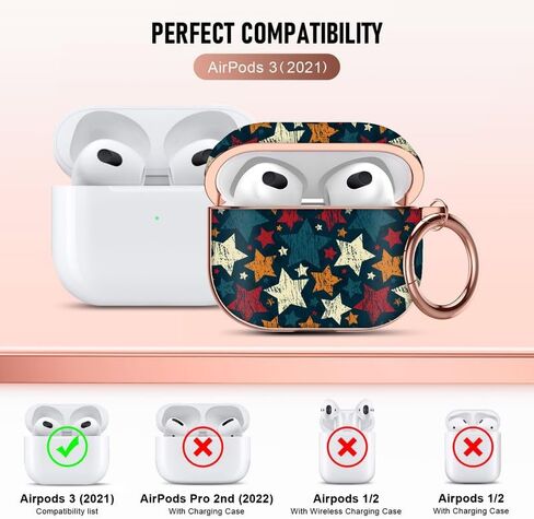 MaxJoy for AirPods 3rd Generation Case ، تصميم فريد من نوعه Airpods Airpods 3 Case مع سلسلة مفاتيح متوافقة مع Apple Airpods القضية الثالثة للنساء الرجال ، الأسود الأبيض الحبل in Kuwait