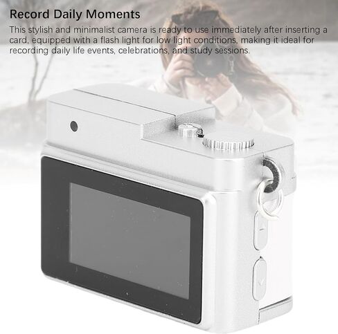 VBESTLIFE Keychain Digital Camera, 1080P HD Portable Small Compact Video Recorde with Flash Light and Chain Necklace, for Travel, Vlog (White) in Saudi Arabia