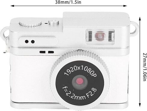 VBESTLIFE Keychain Digital Camera, 1080P HD Portable Small Compact Video Recorde with Flash Light and Chain Necklace, for Travel, Vlog (White) in Saudi Arabia