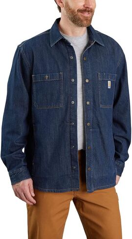 Carhartt Men's 105605 Relaxed Fit Denim Fleece Lined Snap-Front Shirt Jac in Saudi Arabia