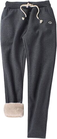 Gihuo Women's Sherpa Lined Sweatpants Winter Casual Jogger Sweat Pants Warm Athletic Thermal Fleece Lining Lounge Pants in Kuwait