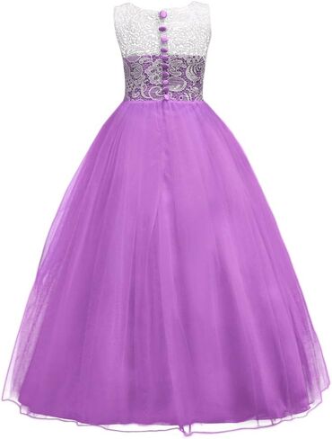 Flower Girls Vintage Lace Maxi Bridesmaid Dress Princess Birthday Wedding Party Tulle Pegeant Evening Formal Prom Dance Gown in Kuwait