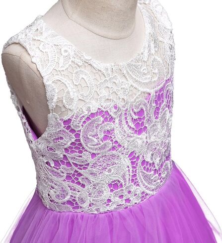 Flower Girls Vintage Lace Maxi Bridesmaid Dress Princess Birthday Wedding Party Tulle Pegeant Evening Formal Prom Dance Gown in Kuwait