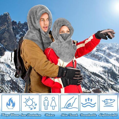 Winter Fleece Balaclava Ski Mask with Gloves Thermal Windproof Beanie Hat Balaclava Fleece Face Mask Touchscreen in Kuwait