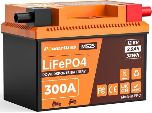 بطارية ليثيوم للدراجات النارية، بطارية ليثيوم PowerUrus 600A LiFePO4 للدراجات النارية، بطارية Powersports 12V 7Ah، ATV، UTV، Jet Ski، Quad، PWC، 4 عجلات، جزازة العشب، جرار، بطاريات المولدات in Saudi Arabia