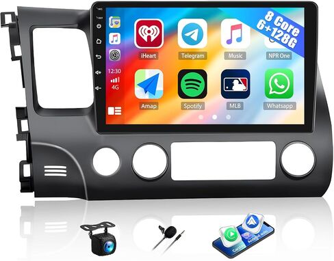 2 + 64G Android 15 Car Stereo لـ Honda Civic 2006-2011 مع Carplay Android Auto ، 10.1 "شاشة تعمل باللمس مع WiFi GPS Mirror Link Bluetooth EQ FM RDS SWC + Camera Backup in Kuwait